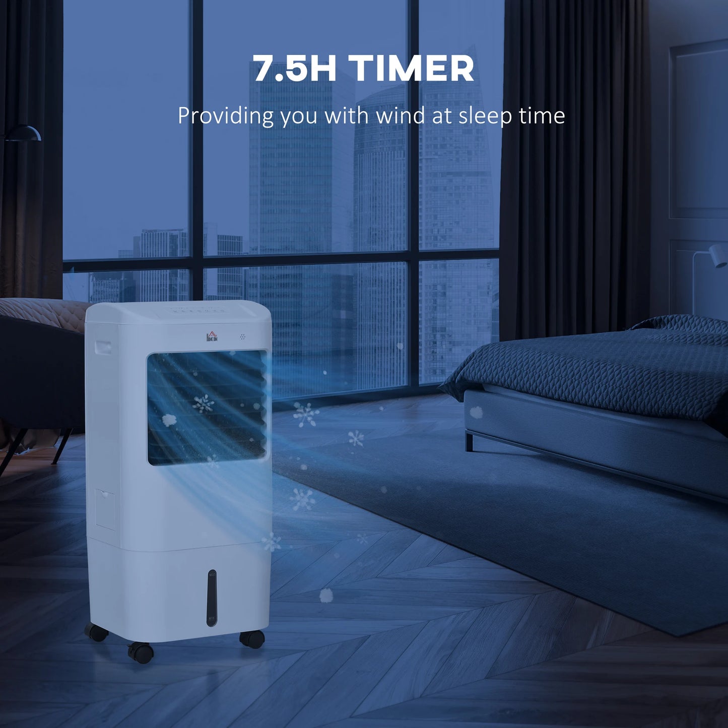HOMCOM Portable Air Cooler with Humidifier, Remote, Oscillation, White