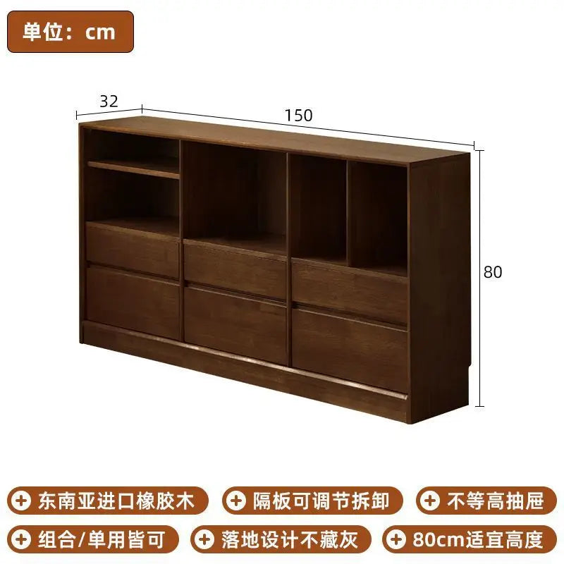 Solid wood partition bookshelf, small apartment storage cabinet, storage cabinet bookshelf, low cabinet, living room combination