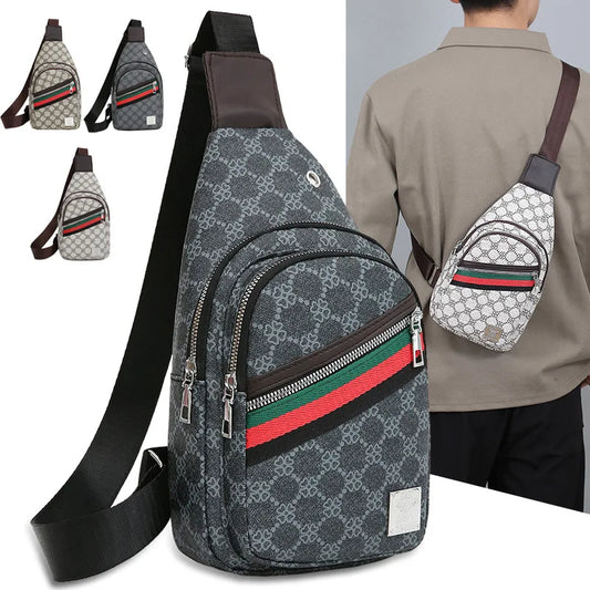 Men's Chest Bag PU Leather, Waterproof Crossbody Sling Bag, Lightweight Large Capacity Shoulder Bag for Commuting Travel Outdoor