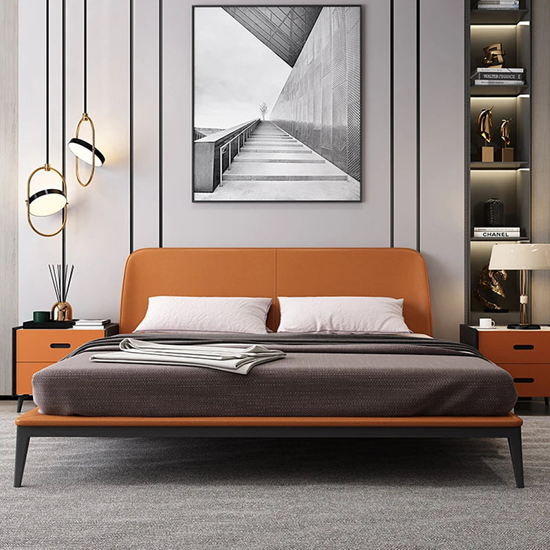 King/Queen Size Leather Upholstered Headboard Bed Frame Can be Customized