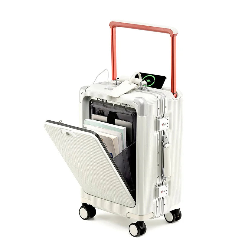 Aluminum Frame Luggage Password Carry on Luggage with Wheels Quiet Universal Wheel Fashion Travel Box Pull Rod Box