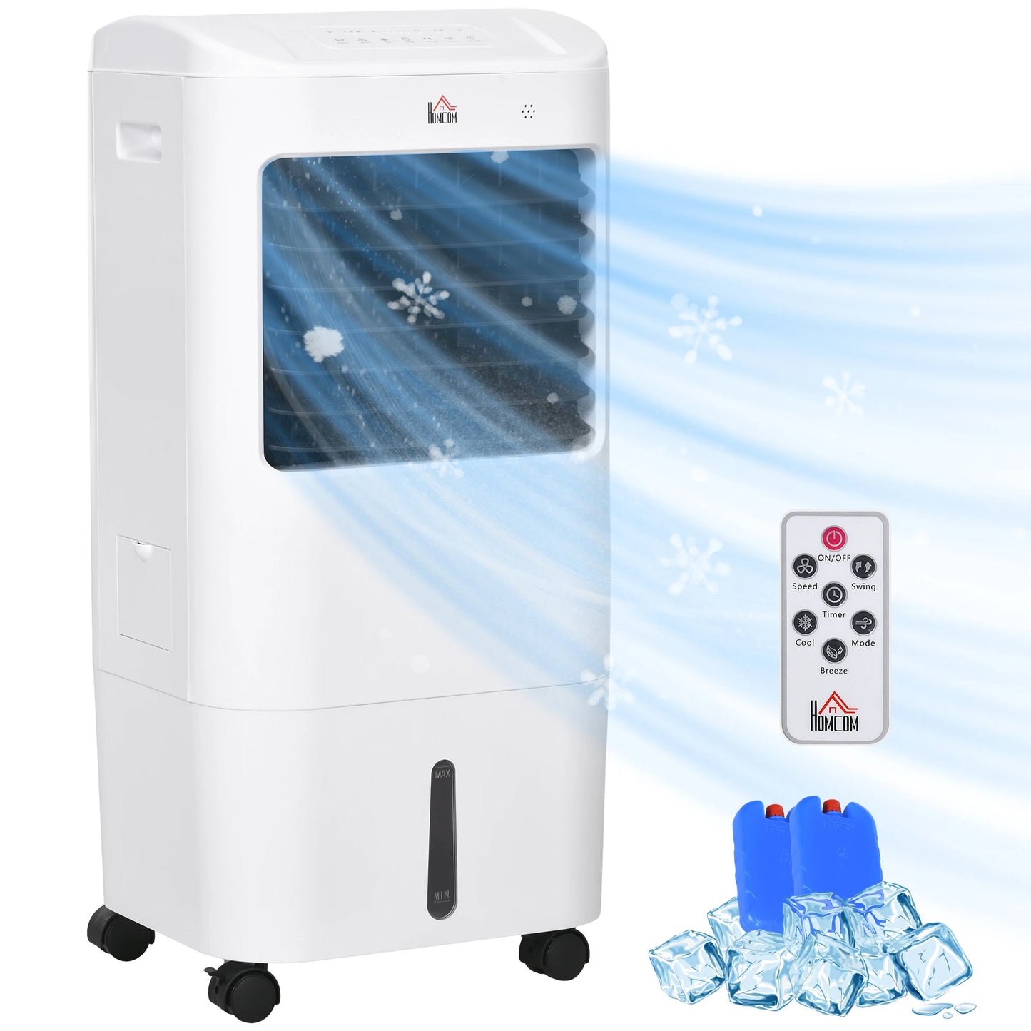 HOMCOM Portable Air Cooler with Humidifier, Remote, Oscillation, White