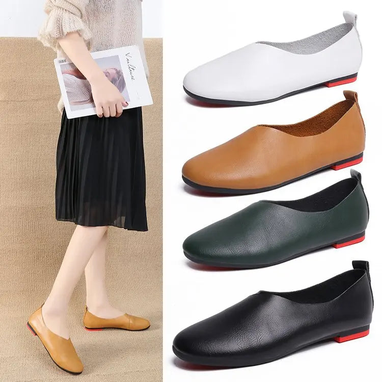 Women's Flat Shoes Handmade Women Shoes 2021 Spring/autumn New Vintage Slip on Loafers Plus Size Female Shoe Zapatos De Mujer