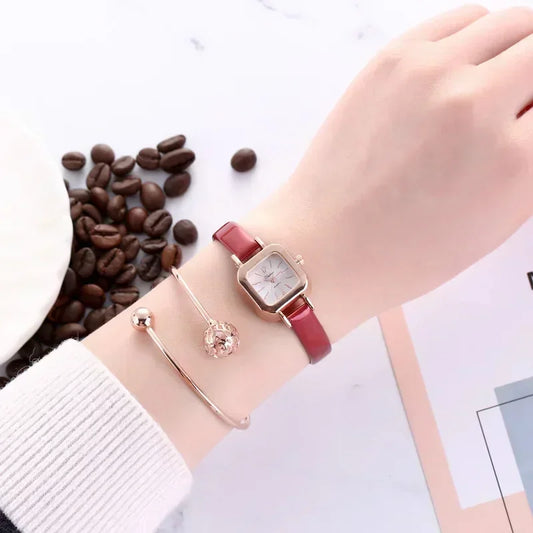 Fashion Women Watch Small Square Dial Thin Leather Strap Ladies Wristwatch Elegant Female Watches Casual Relogios Feminino Reloj