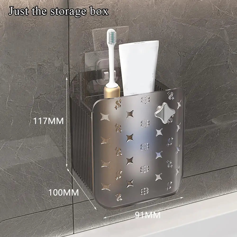 Multifunctional Wall Mounted Storage Box Bathroom Cosmetic Organiser Shelf Washstand Toiletries Organiser Bins Toothbrush Holder
