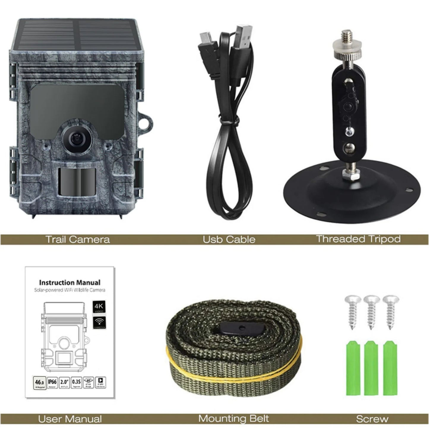 Hunting Camera  4K WiFi Solar Panel Powered Trail Camera Trap Night Vision Waterproof IP66 Game Wildlife Cameras Foto Chasse