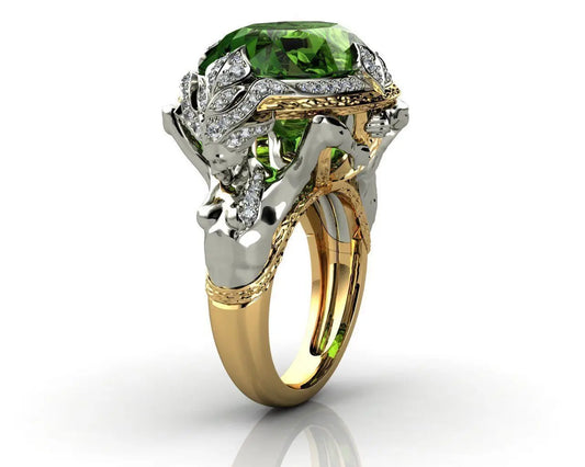 14K Yellow Gold Natural Emerald Gemstone Ring for Women Fine Anillos De Anel Bijoux Femme Jewellery Bizuteria 14K Gold Jade Ring