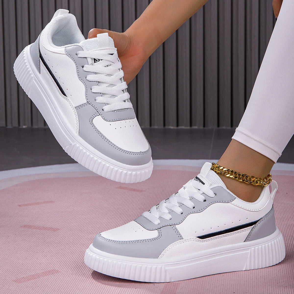 Men's Shoes Summer Breathable Trendy Versatile Casual White Sneakers Youth Non-Slip Sports Thick-Soled White Shoes