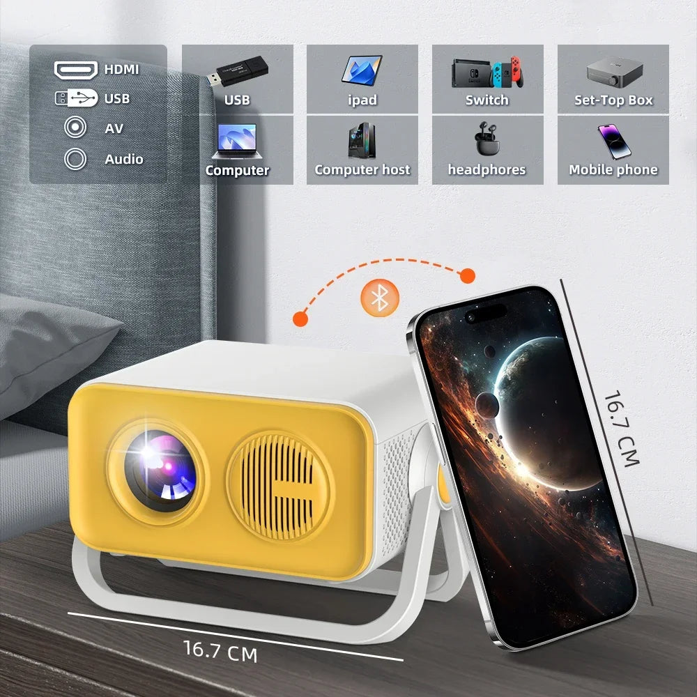 650ANSI HT23 PRO 4K Native Portable Projector 1080P Auto Focus Keystone Correction Android 13 BT5.2 WIFI 6  Home Cinema