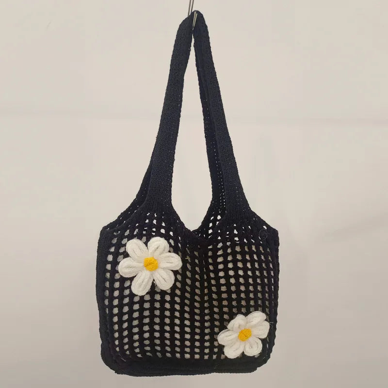 Women's Large Capacity Knitted Tote Handbag Fashion Summer Beach Bag Lightweight Casual Shoulder Chic Hobo Top Handle