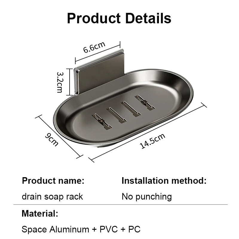 Bathroom Aluminum Alloy Soap Dish Free-Punching Wall Mounted Soap Sponge Holder Organizer Accessories Kitchen Soap Holder