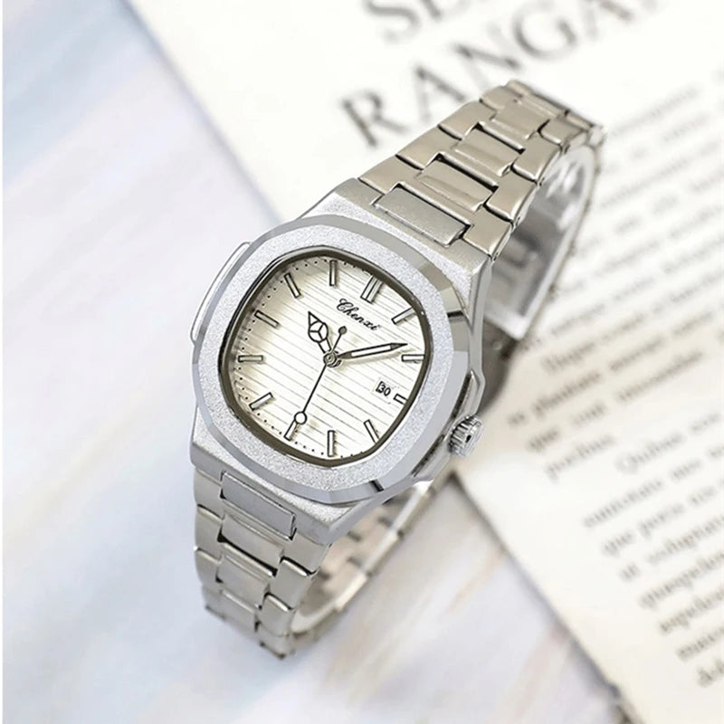 Watches For Woman Fashion Date Luminous Quartz Watch Silver Stainless Steel Clock Women's Stainless Steel Watch Waterproof