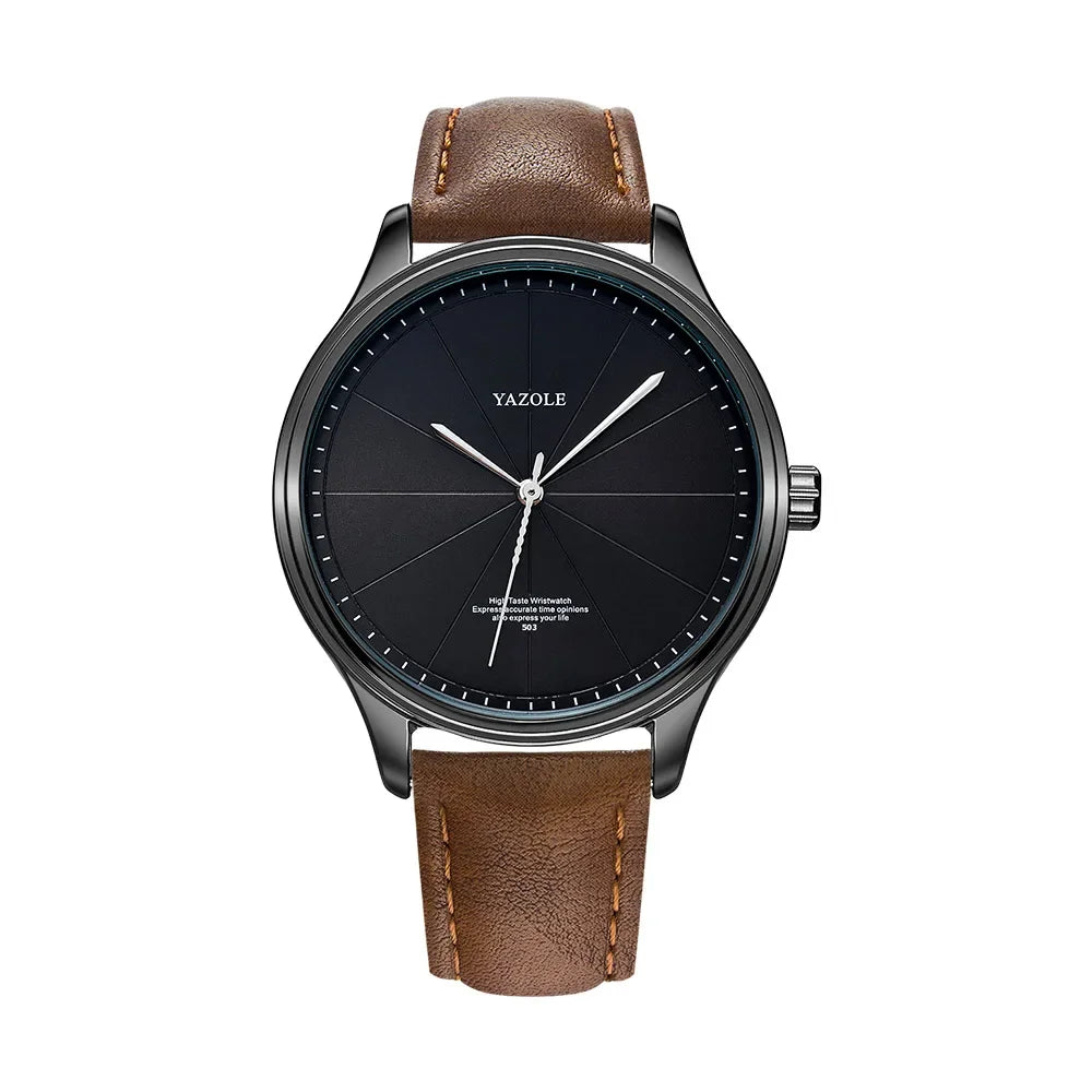 Business Style Watches for Men Top Brand Luxury Metal Case Analog Quartz Men's Watch Casual Leather Belt Fashion Man Watch Gift