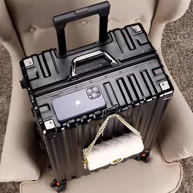 Luggage female mute universal wheel trolley case aluminum frame 24 inch student password suitcase male