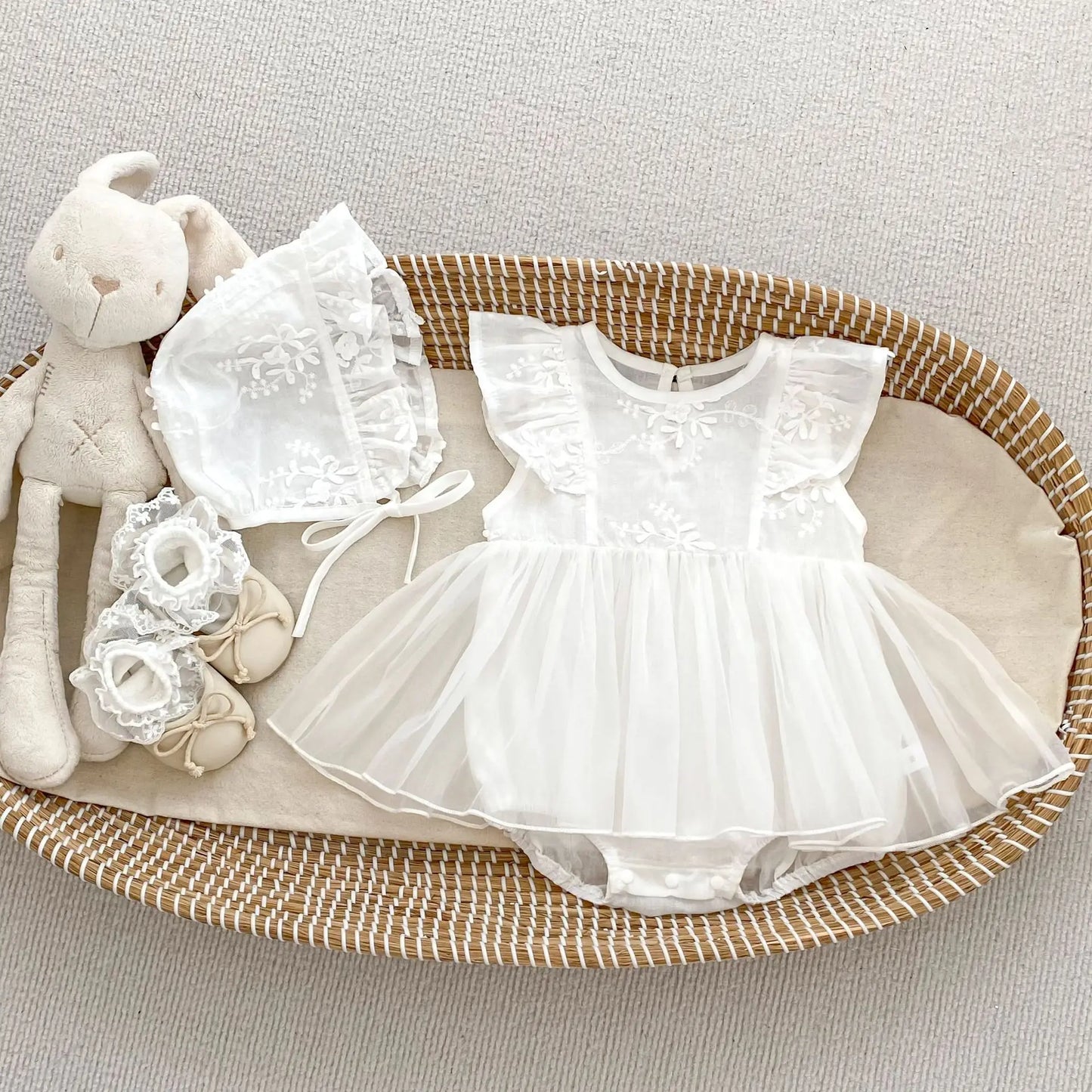 2025 Summer New Baby Girl Cute Gauze Bodysuit Cotton Infant Sweet Flower Princess Dress Thin Breathable Newborn Clothes 0-24M