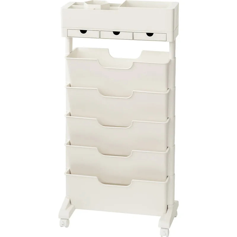 Book Storage Rack With Wheels Large Capacity Multi-Layer Table Side Storage Living Room Study Room Book Magazine Storage Shelf