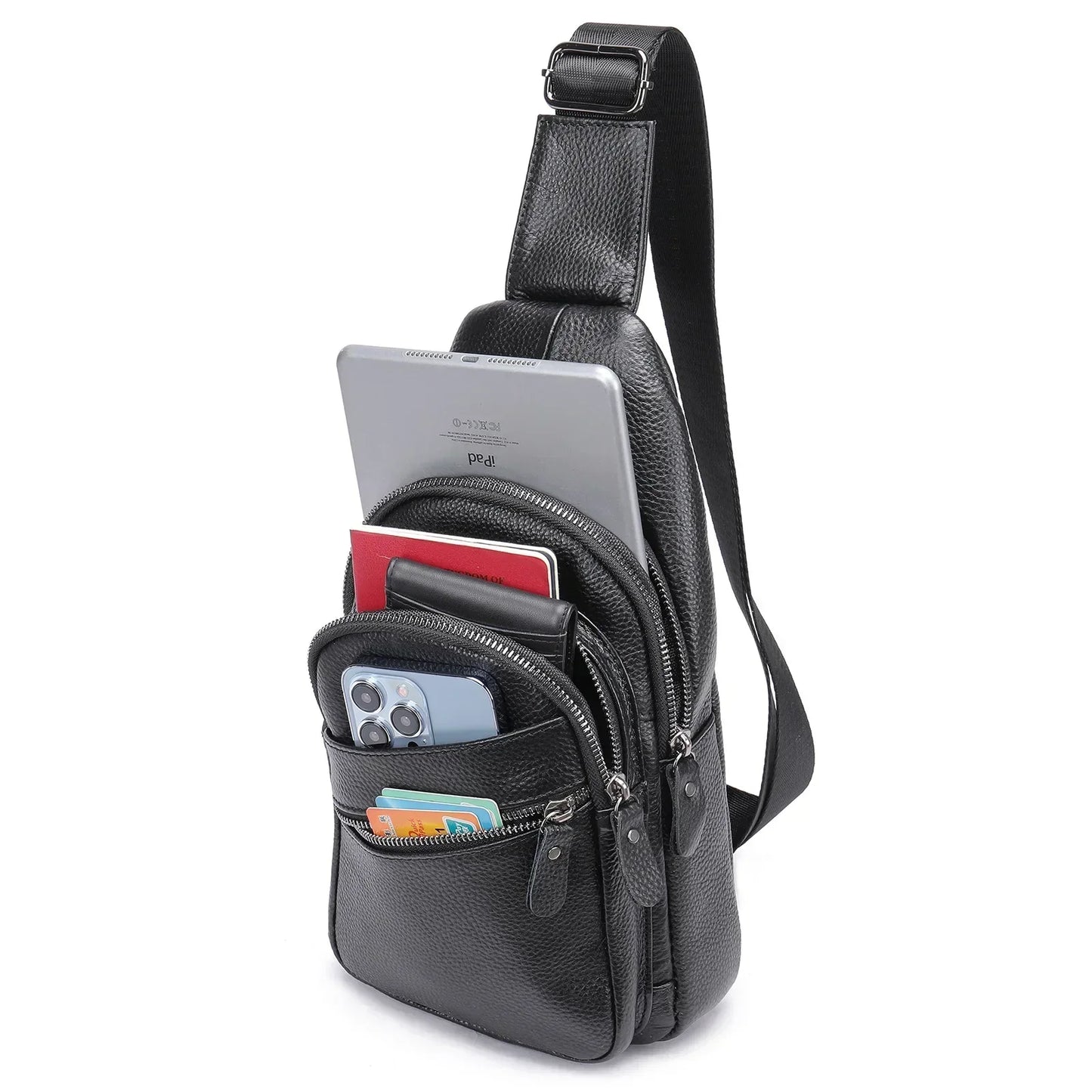 Men bag handbag 100% Cowhide Leather Shoulder Bags Fashion Messenger Bag Crossbody Bags chest bag for men black luxury bag