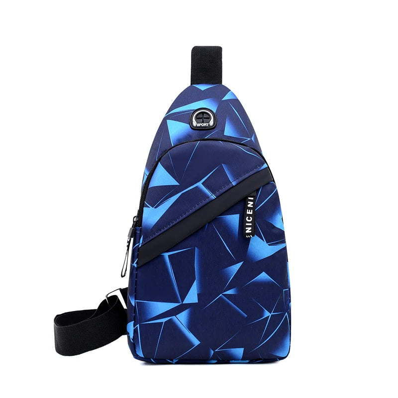 Men's Chest Bag Simple Multi-Functional Large Capacity Men's Casual Crossbody Bag Multi-Functional Single Shoulder Messenger Bag