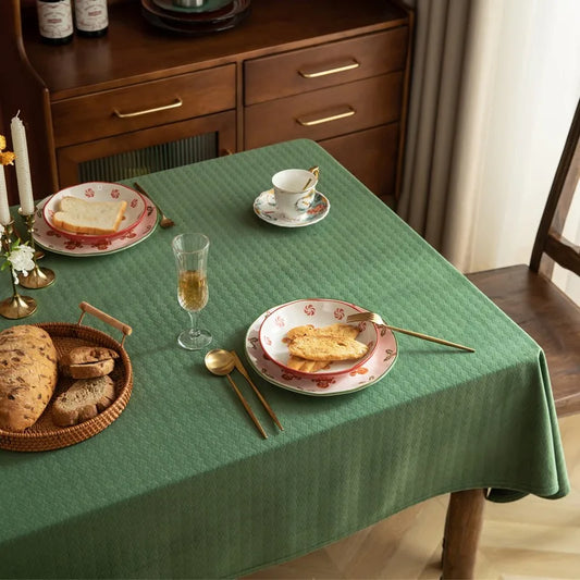 Washable Table Cover for Dining Picnic Indoor Outdoor Kitchen Tabletop Decoration Dark Green Vintage Solid Color Rustic