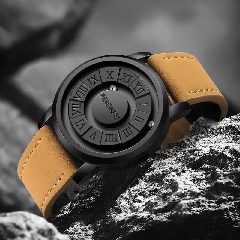 2025 New Men's Watches Top Luxury Quartz Watch For Men Creative Scrolling Pointer Magnetic Force Wrist Clock Relogio Masculino