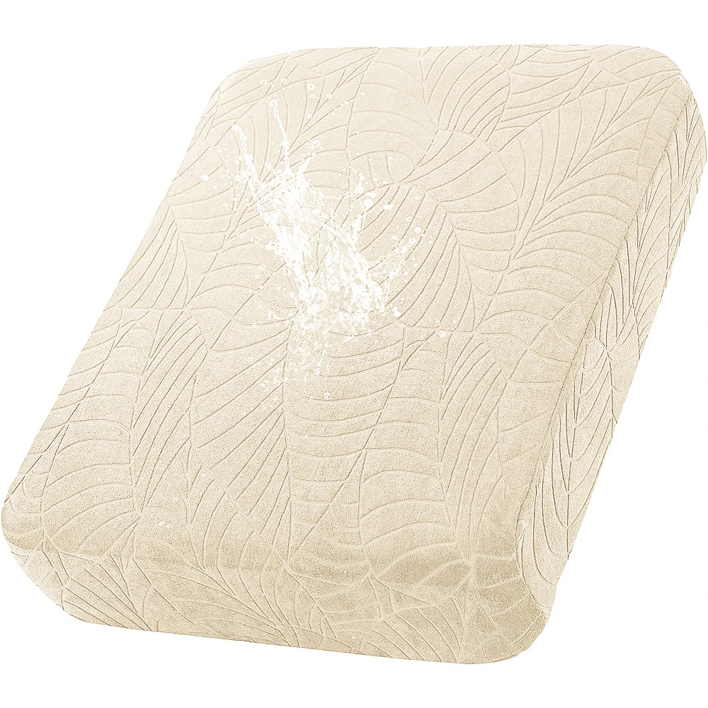 Leaf Pattern Jacquard Sofa Cushion Cover Elastic Patio Sofa Covers Outdoor Non-Slip Individual Sofa Protector Garden