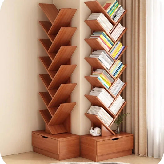 Bookshelf,Floor Standing Storage Rack,Living Room Tree Shaped Bookshelf Against The Wall,Multi-layer Narrow Seam Storage Cabinet