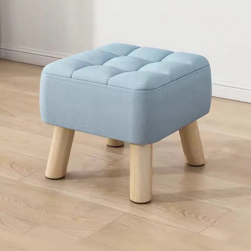 Solid Wood Footstool  Upholstered Seat  Small Sofa Shoe - changing & Tea - serving Bench  Round - foot Shoe - changing Stool Foo