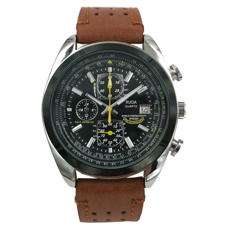 watches for men Quartz Watch Miyota Movement from Japan Multifunctional Series Six Needle Watch with 43mm Dial and Steel Strap