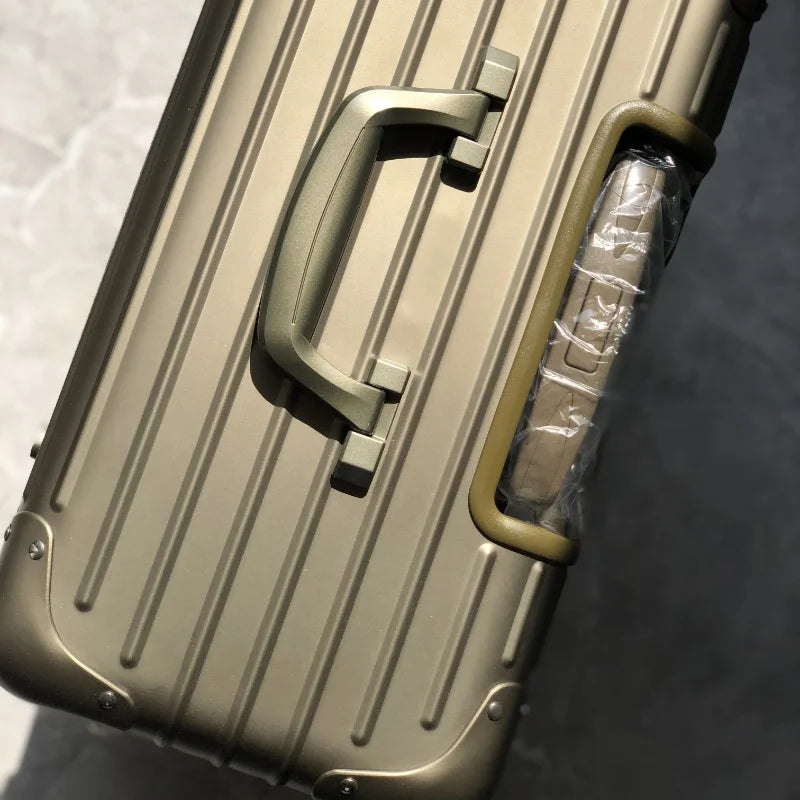 Magnesium Aluminum Alloy Luggage Trolley Case Metallic Anti-fall Thickened Reinforced Outdoor Travel Boarding Code Box Gift