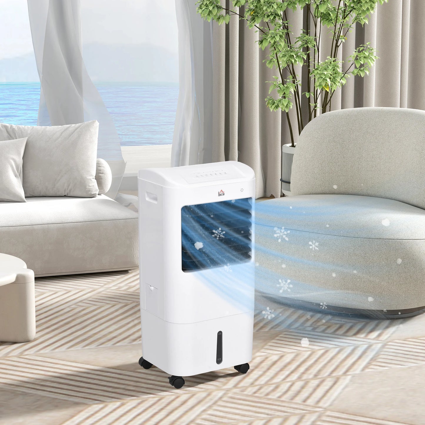 HOMCOM Portable Air Cooler with Humidifier, Remote, Oscillation, White