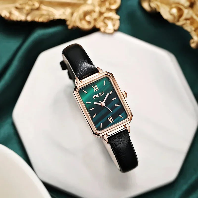 Women Watches Rectangle Quartz Watch Ladies Fashion Retro Compact Creative Striped Dials Wristwatches Relogio Mujer No Bracelet