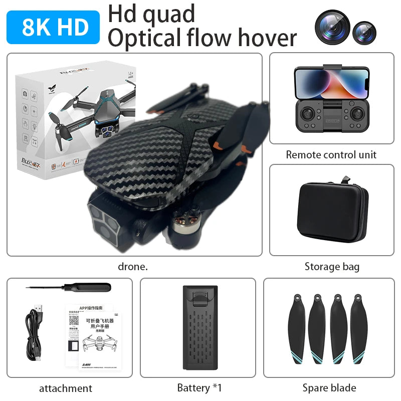 Drones 8k HD AE7 Brushless Motors Folding Aerial Drone Optical Flow Localization Four Sided Obstacle Avoidance Drone Toys Gifts