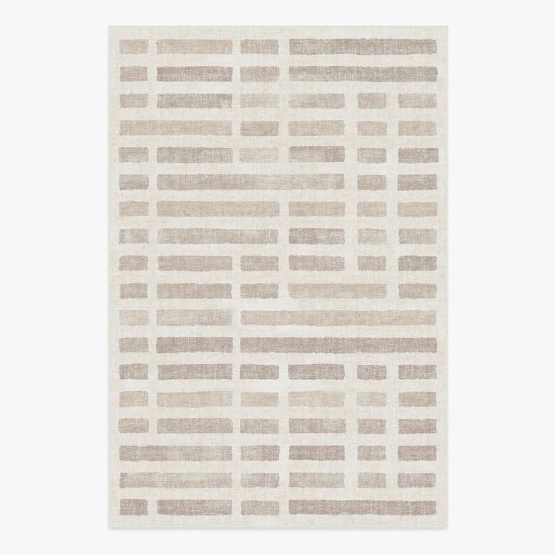 Living Room Bedroom Carpet Modern Minimalist Style Geometric Pattern European Floor Mat Warm Beige Versatile Home Plush Rug 거실카펫