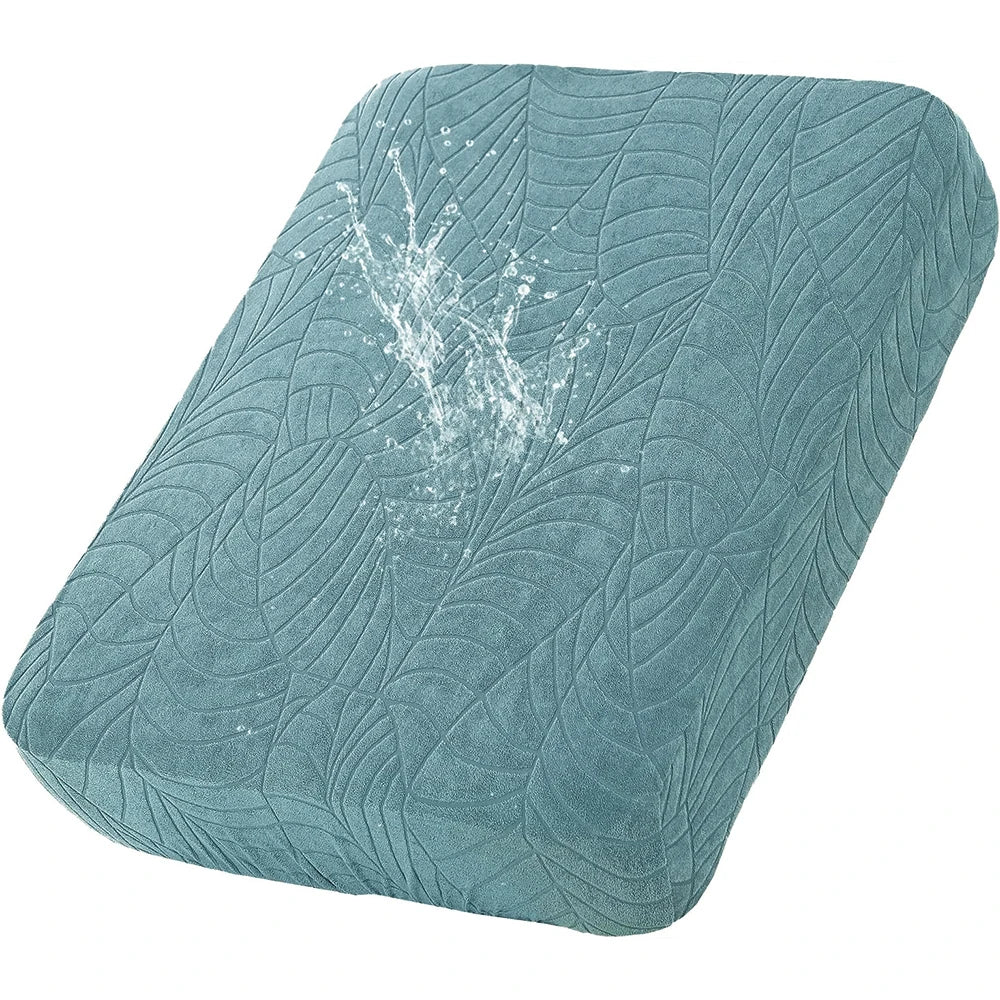 Leaf Pattern Jacquard Sofa Cushion Cover Elastic Patio Sofa Covers Outdoor Non-Slip Individual Sofa Protector Garden