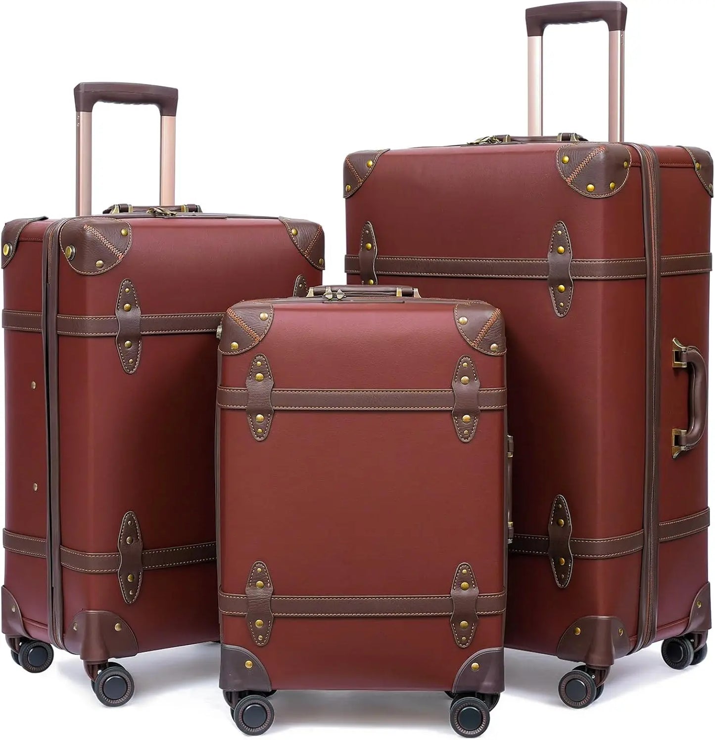 Urecity Hot! New 3PCS/SET Retro Travel Suitcase Rolling Luggage Sets 20"24"28"Size Trolley Suitcase Handbag Carry Ons Wheel
