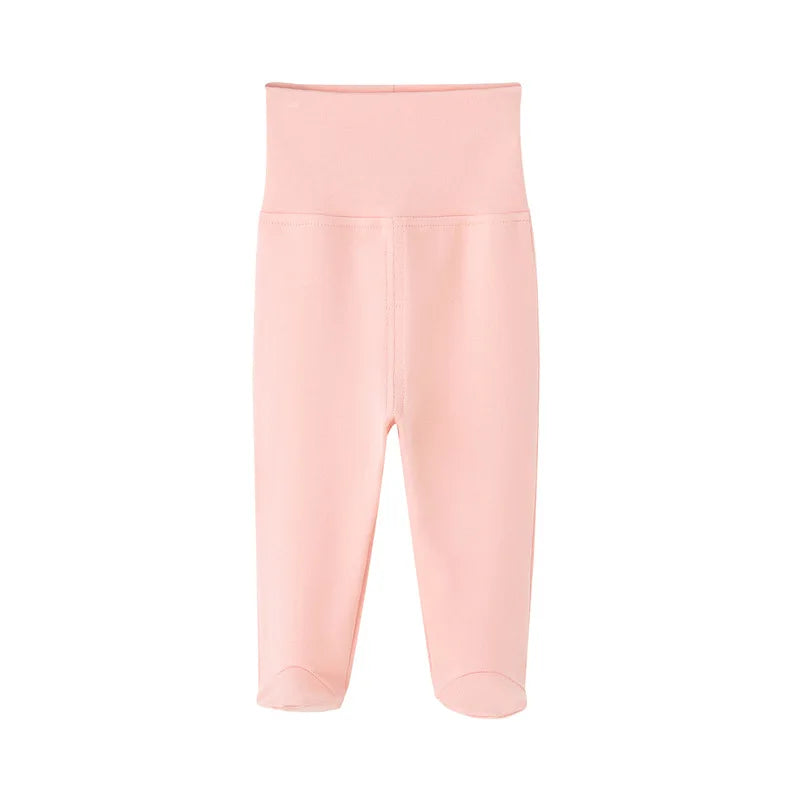 Newborn Baby Pants Boy Girl Cotton Leggings 0 To 12 Months Spring and Autumn High Waist Solid Color Foot Binding Trousers