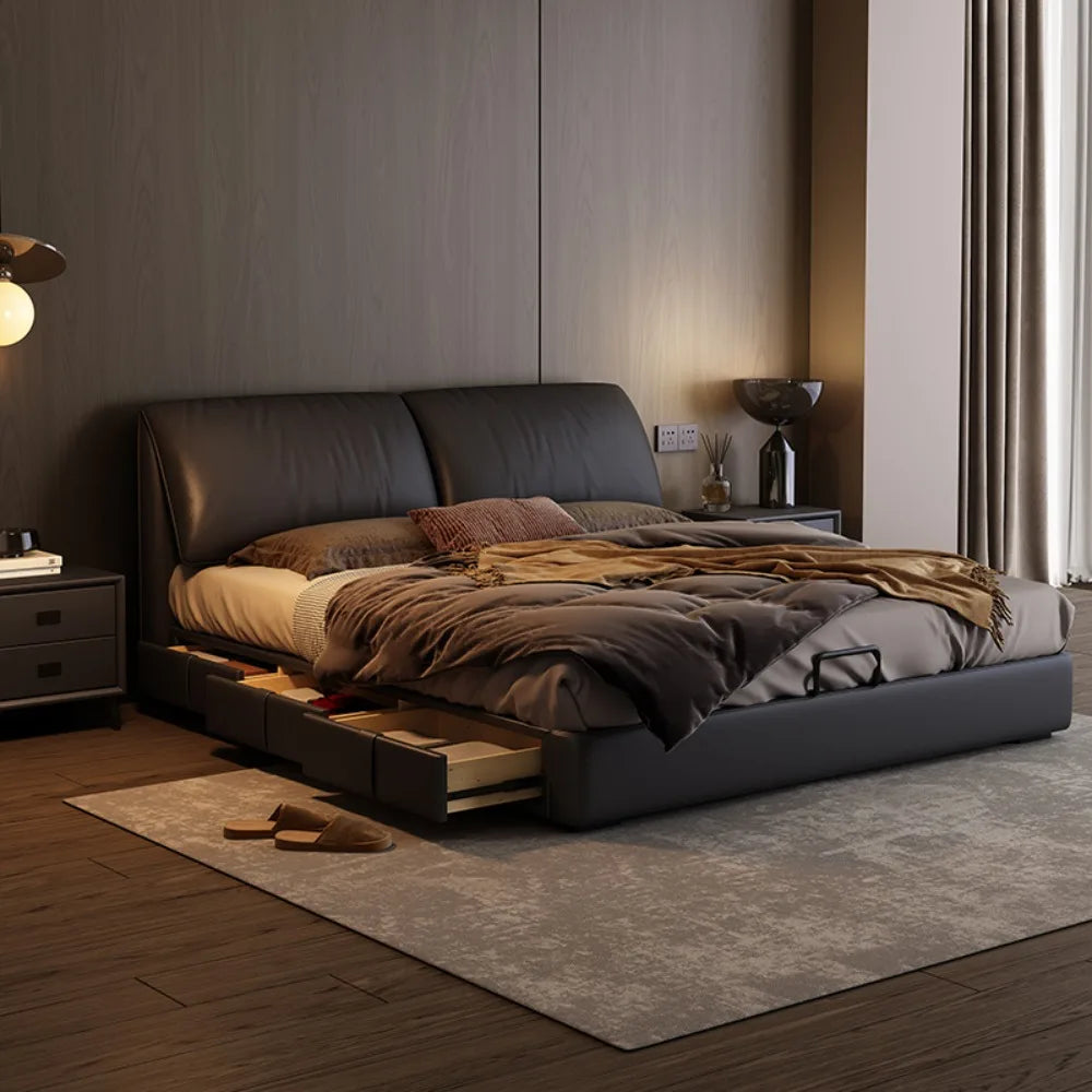 King Size Bedroom Black Bed Unique Europian Luxury Double Bed 180x200 Nightstands Somieres Y Marcos De Cama Home Decoration