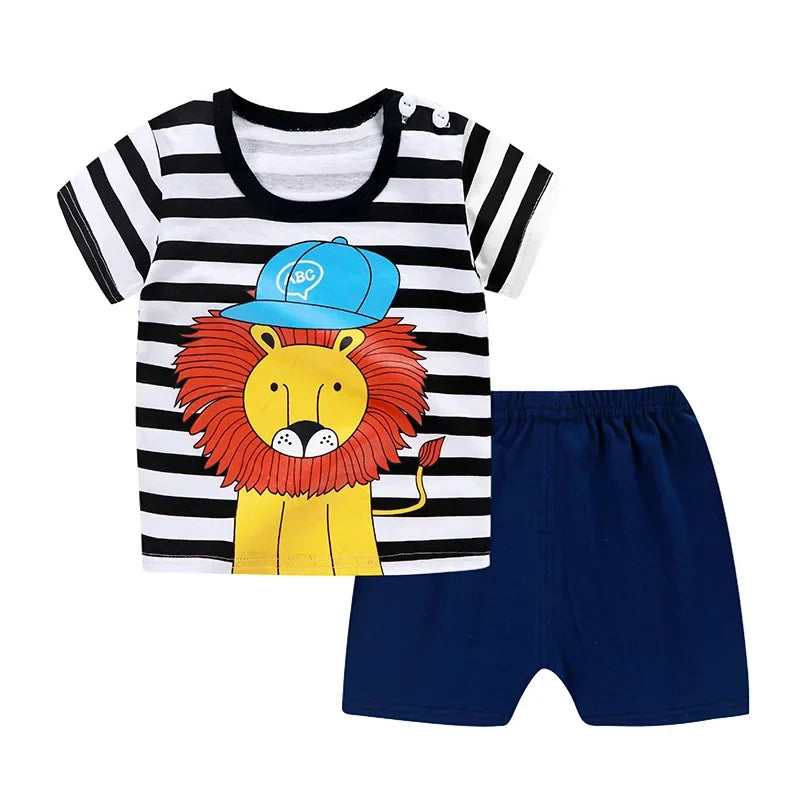 Baby Boy Clothes Summer 2024 Newborn Baby Boys Clothes Set Cotton Baby Clothing Suit (Shirt+Pants) Plaid Infant Clothes Set