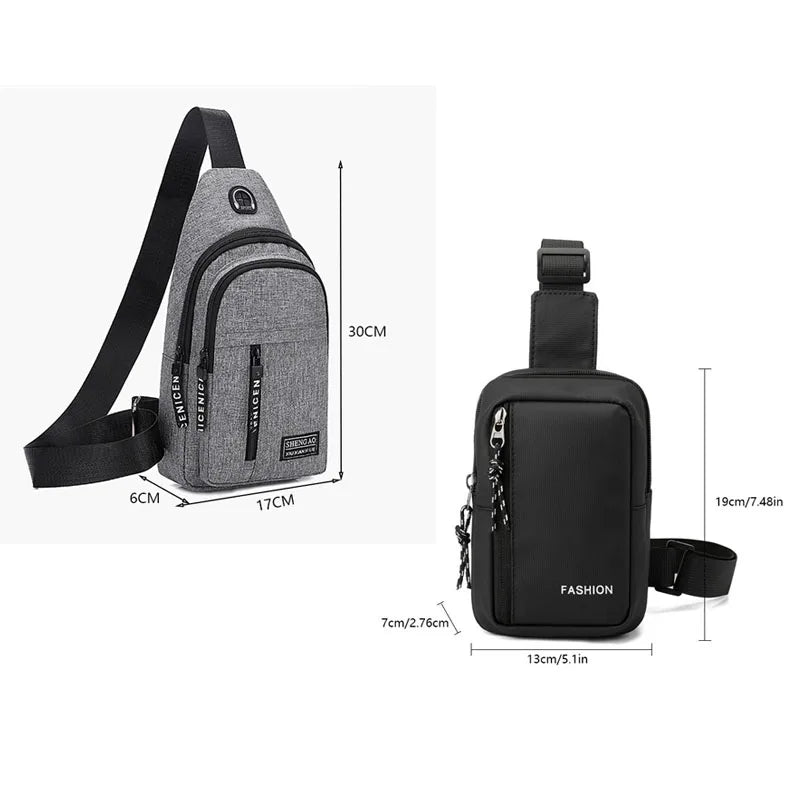 Travel Men's Handbags USB Chest Bag Designer Messenger Crossbody Bags Water-Proof Shoulder Bag Diagonal Package Sports Back Pack