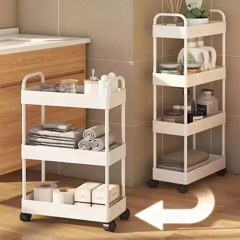 Trolley Bookshelf Kitchen Storage Rack Kitchen Corner Narrow Slit Storage Cabinet Bathroom Living Room Home Organizer Gifts