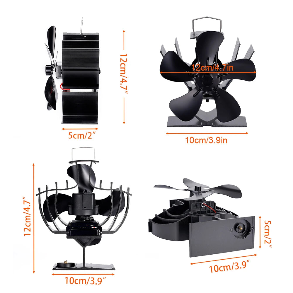 Mini Fireplace fan 5-blade thermoelectric stove fan Log burner Eco-fan Quiet Fireplace fan heater Efficient heat distribution