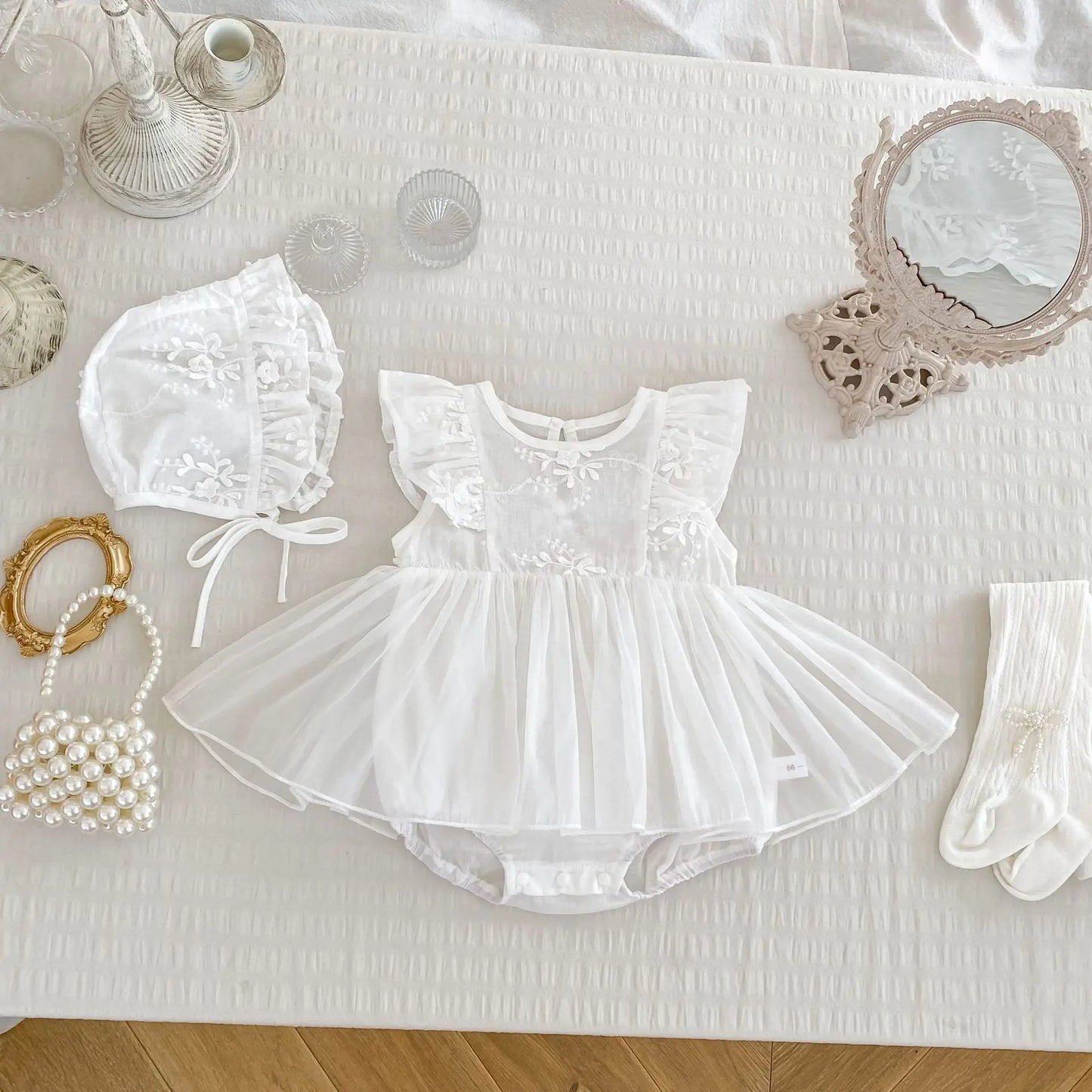 2025 Summer New Baby Girl Cute Gauze Bodysuit Cotton Infant Sweet Flower Princess Dress Thin Breathable Newborn Clothes 0-24M
