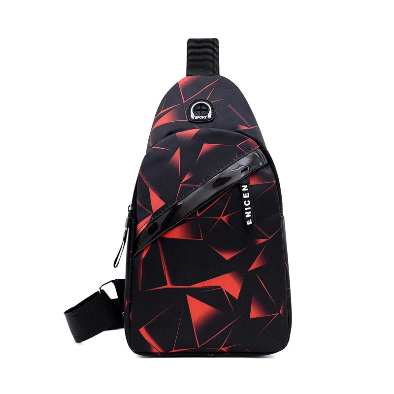 Men's Chest Bag Simple Multi-Functional Large Capacity Men's Casual Crossbody Bag Multi-Functional Single Shoulder Messenger Bag