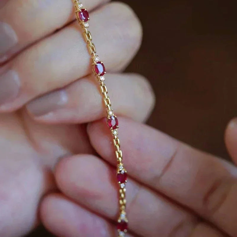 light luxury silver inlaid ruby diamond bracelet for women chain charm fine section exquisite high-end engagement jewelry