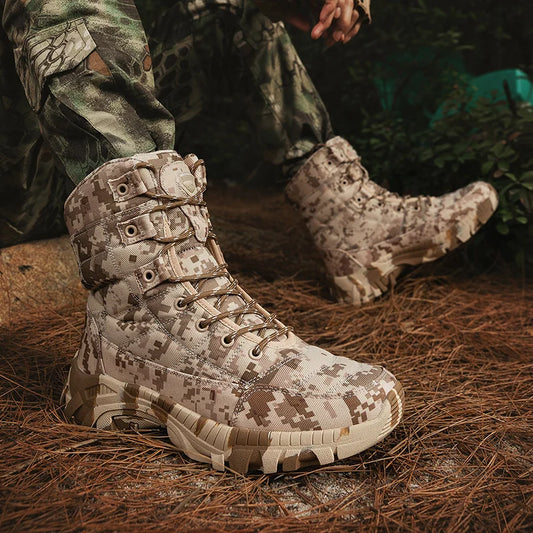 Men Tactical Shoes High Top Hiking Durable  Anti-Slip Outdoor Climbing Trekking Shoe Military Tactical Low Boots Wear-resistant