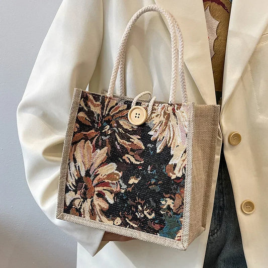 Women Ins Style Portable Hand Bag Linen Bag Students Handbags Fashion Ladies Top-handle Bags Designer Luxury Сумка Женская Bolsa
