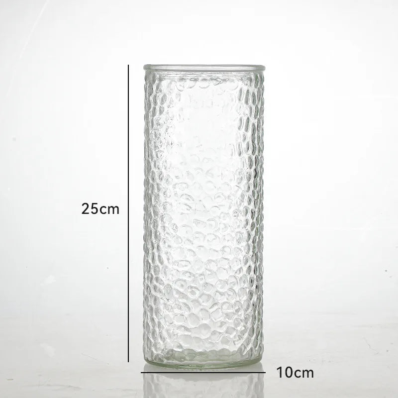 Stripe Glass Vases Flower Bottle Simple Vase Decoration Creative Primary Color Glass Water Nourishing Vase Living Room Table Dec