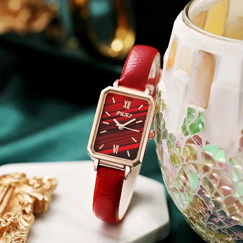 Women Watches Rectangle Quartz Watch Ladies Fashion Retro Compact Creative Striped Dials Wristwatches Relogio Mujer No Bracelet