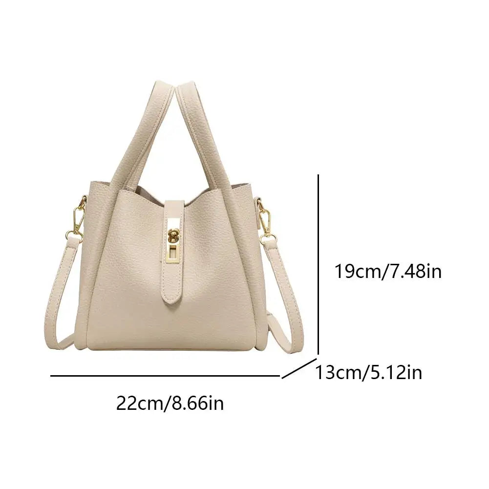 Bucket Bag for Women Magnetic Closure Shoulder Bag PU Leather with Inner Bag Crossbody Bag Solid Handbag for Work Travel