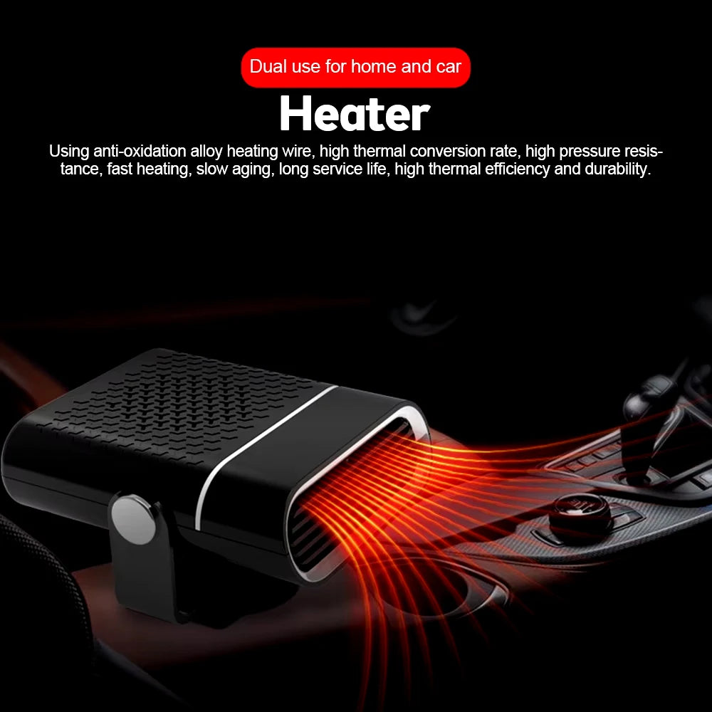 Electric Car Heater Air Cooler Fan 12V/24V Portable Demister Defroster Heating Fan 150W Dryer Windshield Defogging Accessories